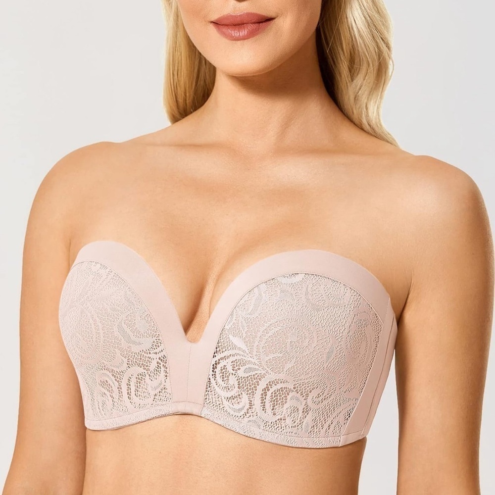 DELIMIRA Women's Strapless Anti-Slip Bra with Push Up